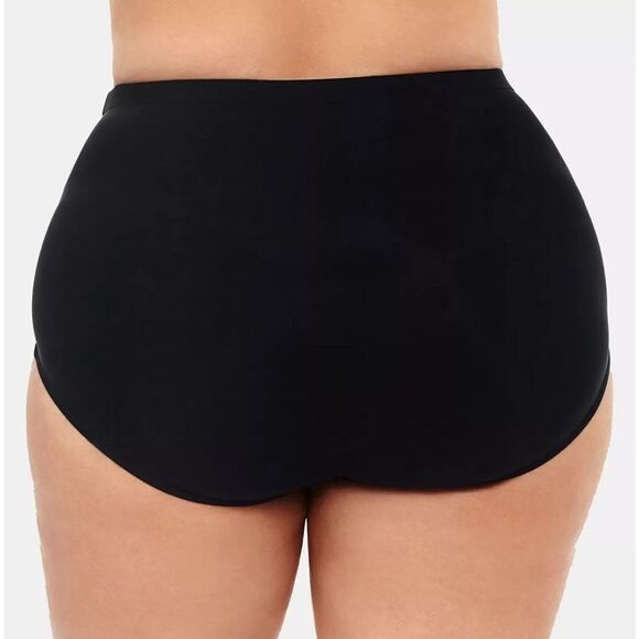 Swim Solutions Plus Size Mid-Rise Tummy-Control Swim Bottoms Black Size 22W New - Picture 2 of 14